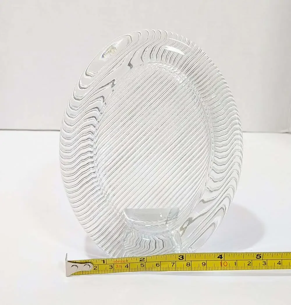 Vintage 1980s Mikasa Frame Heavy Crystal Oval Photo Frame Ribbed Glass Japan